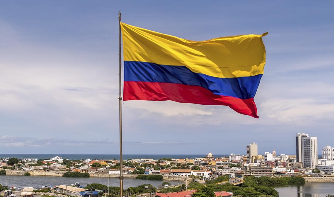 Bandeira colombiana em Cartagena das Índias